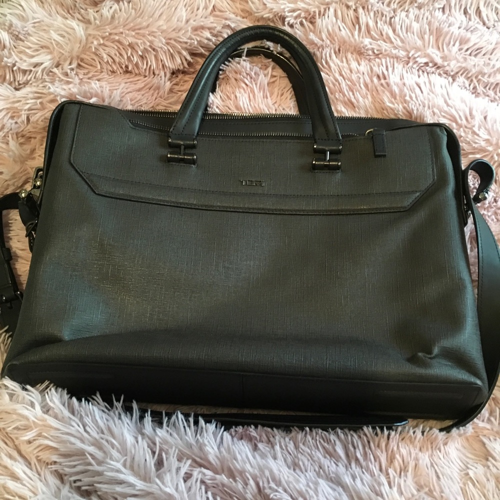 Tumi Bag-Gates Slim Messenger Leather/Canvas Laptop Bag